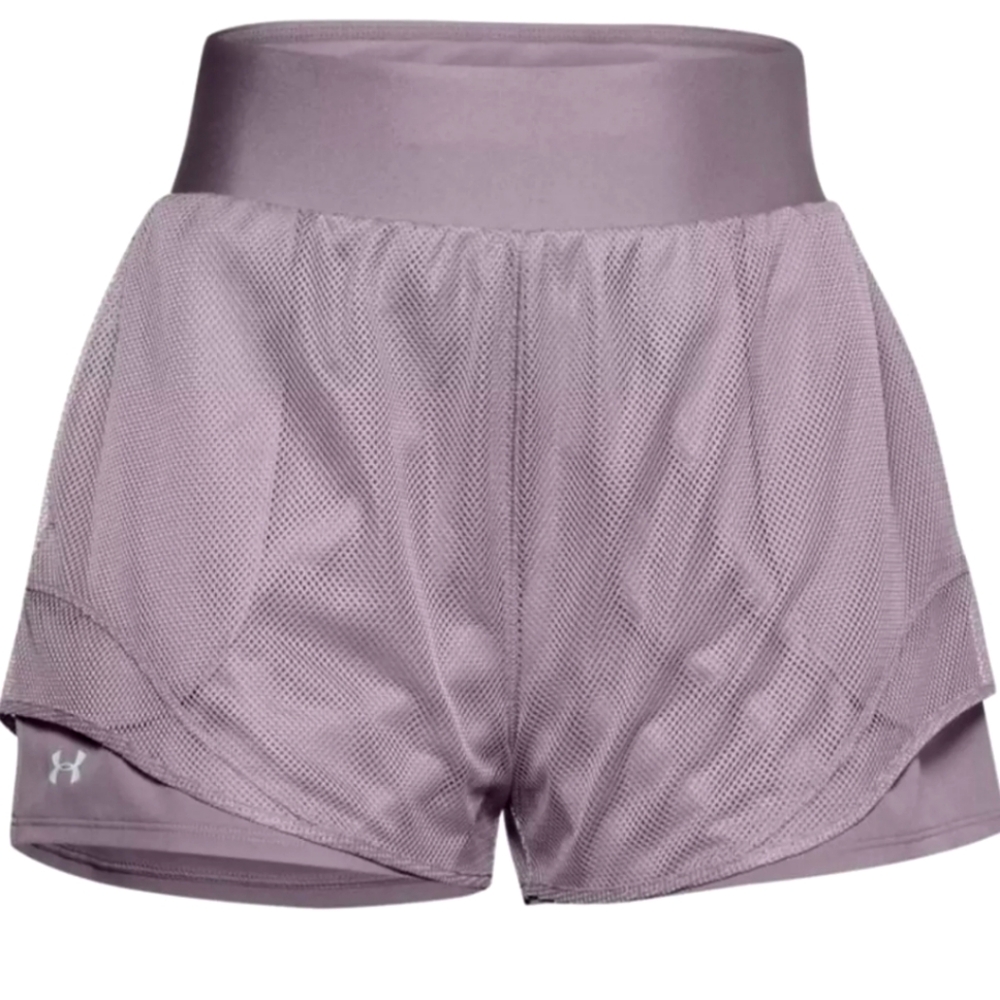 Under Armour warrior mesh layered lilac women's running gym shorts sz LG